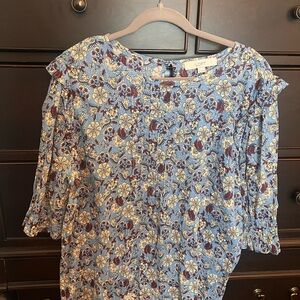 LOFT Women's Blue Floral Top